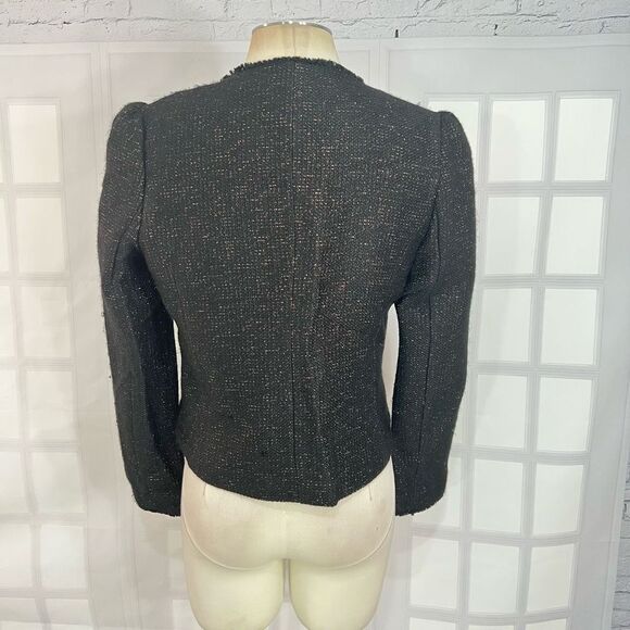 Joe’s black tweed bronze metallic grey hem jacket size medium - Picture 6 of 11